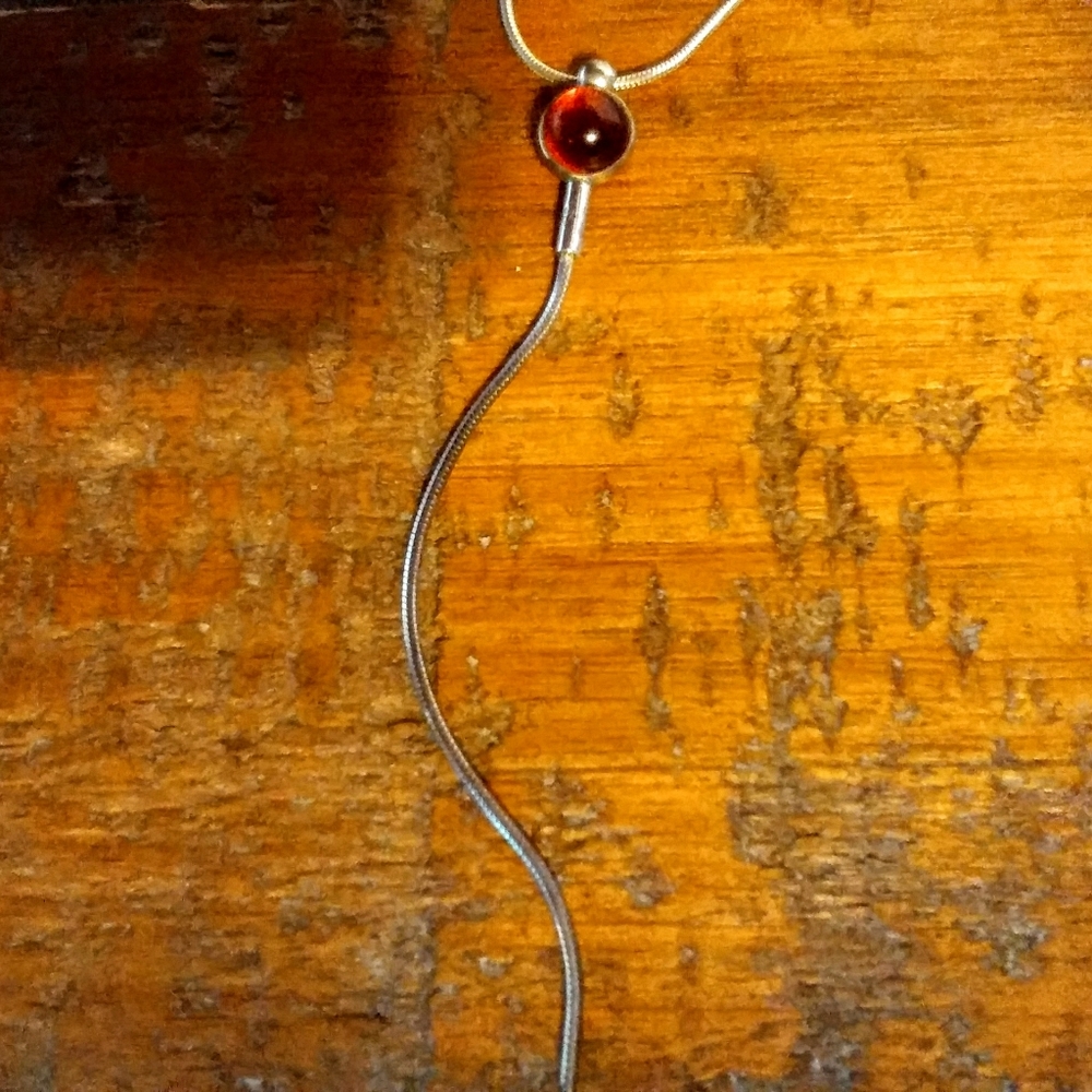 Glass and Sterling Silver Drop Necklace